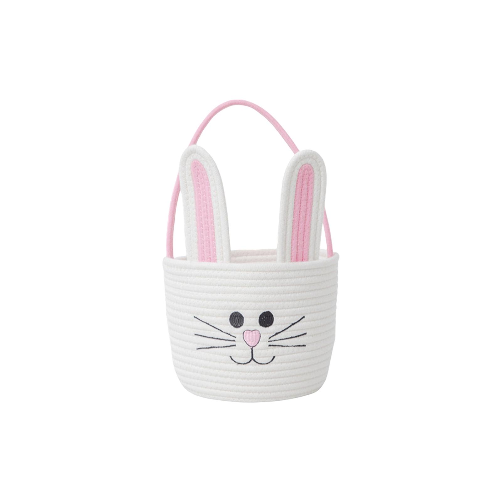 

Easter Bunny Basket Easter Buckets For Kids With Ear, Easter Egg Basket Bags Easter Gifts For Girls Baby Kids Children One Size белый