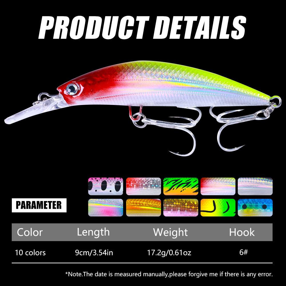 Momeală pentru pescuit cu bass Minnow pentru păstrăv, știucă și bas Naluci de pescuit scufundate în apă sărată pe distanțe lungi