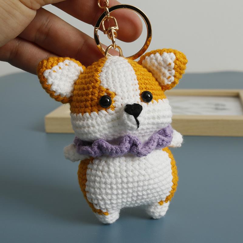 Funny Puppy Series Crochet Keychain Handmaking Knitted Puppy Keyrings Cute Small Dog Doll Crochet Keyrings Custom Accessories
