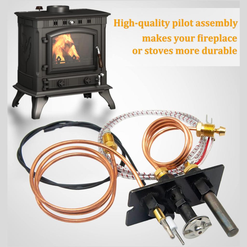 Propane Gas Pilots Assembly Compatible for Fireplaces 10002264 10002265 4021-736 485-510A 230-1781 69L17 with Thermopile