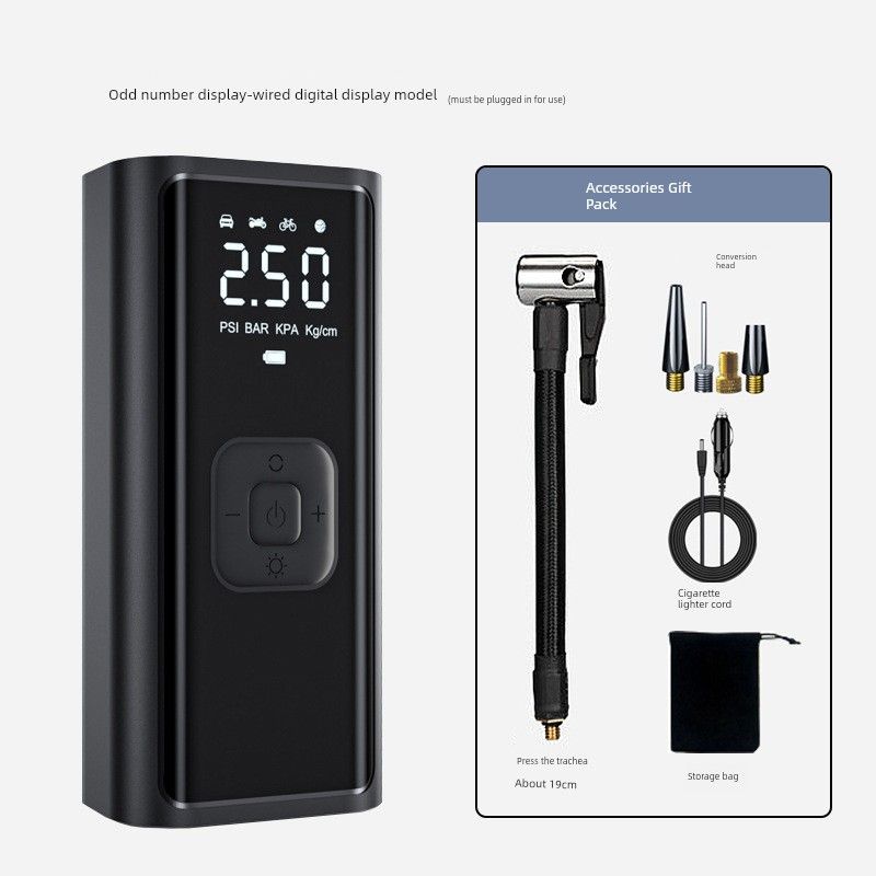 Inflator Pump, Car Inflator Pump, Car Tire Inflator, Portable Electric Universal Digital Display Model 106 - Wired Digital Display, Plug-In Version