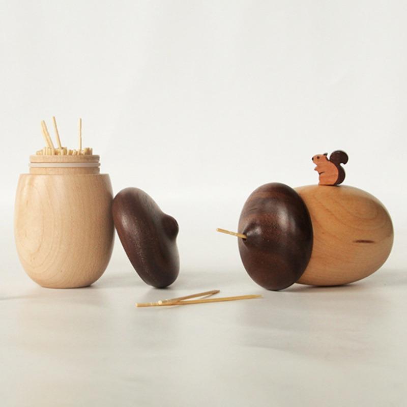 1Pc Toothpick Holder Cute Marshroom Shape Toothpick Holder Black Walnut of Storage Box Cute Toothpick Holder Dispenser