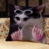 Cat Funny MEME Pillow Case Pillowcase Doublesided Printed Sofa Cushion Bedroom Headboard Pillow