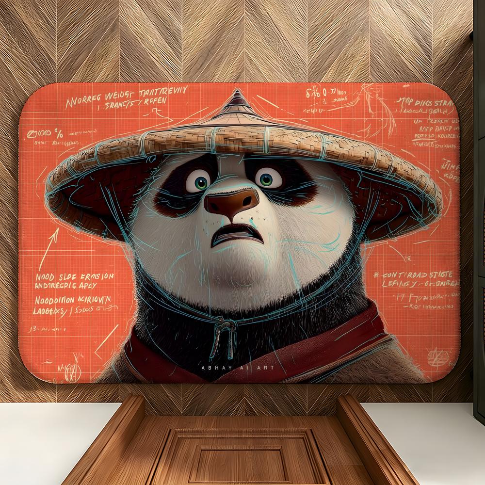 Movie K-Kung Fu P-Panda Floor Mat Soft Flannel Floor Mat Suitable for Entryways, Living Rooms, Bedrooms, and Bathrooms