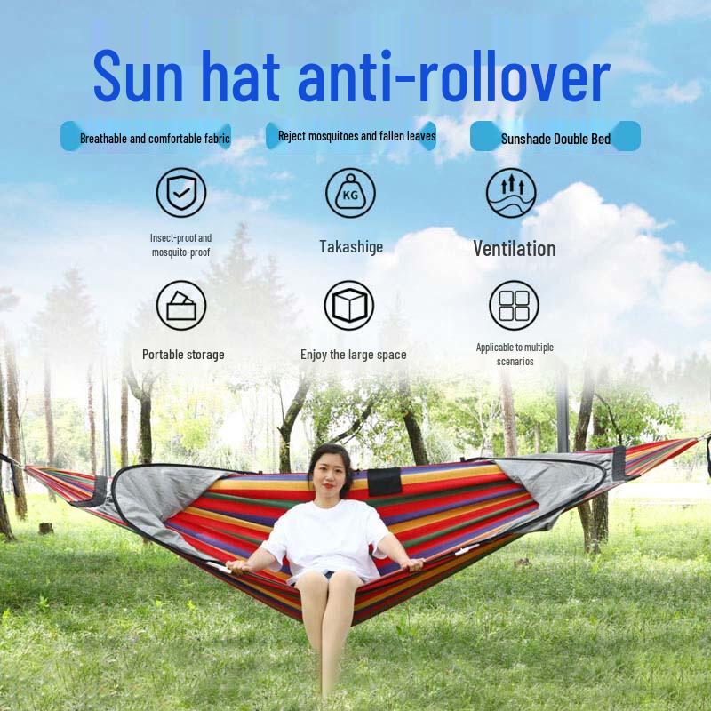 OEING Quick-Open Camping Hammock with Mosquito Net & Sunshade