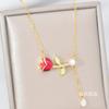 Rose Necklace Women'S Light Luxury Simple Versatile Fresh Natural Flower Pendant Clavicle Chain Accessories