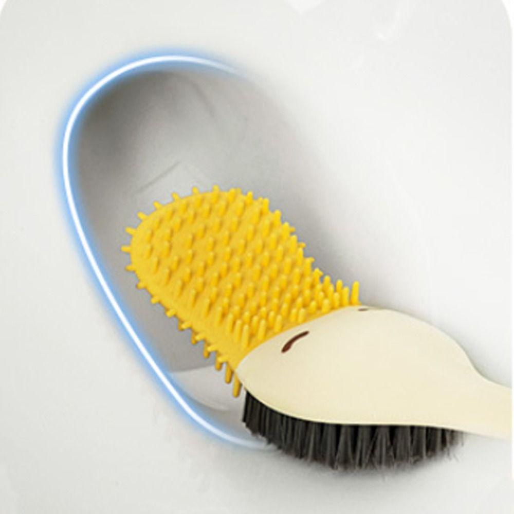 Long Handle Cartoon Duck Toilet Brush Plastic Cleaning Brush Durable Closestool Brush Bathroom