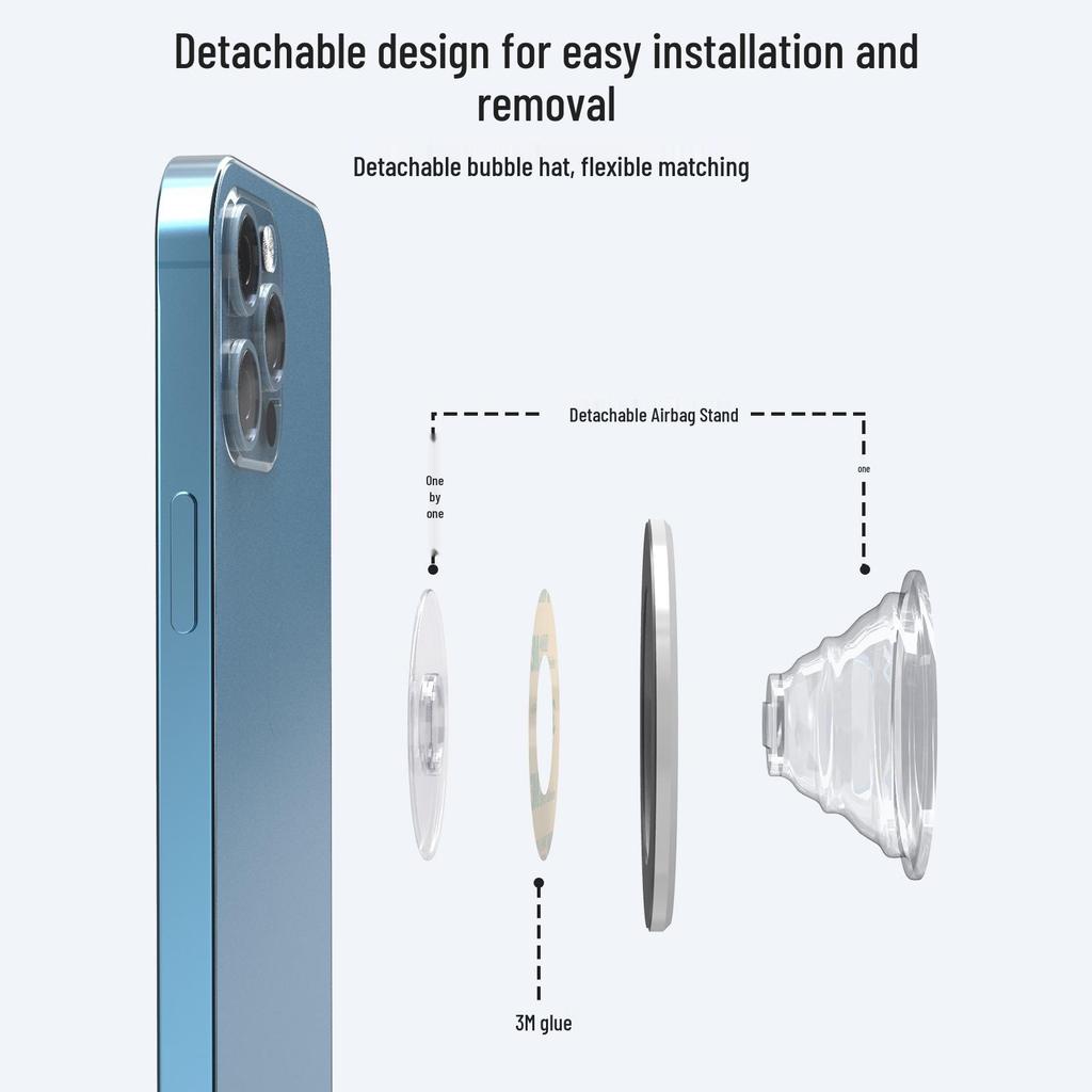 Super Strong Magnetic Detachable Metal Phone Holder with Retractable MagSafe Airbag