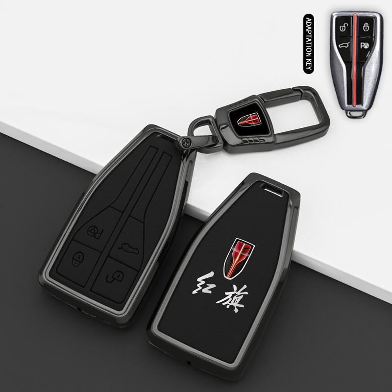 Zinc Alloy Leather Car Key Cover Case Bag For Hongqi Hs5 H5 H9 Hs7 H7 L5 Hs3 L9 Holder Shell Protector Keychain Accessories