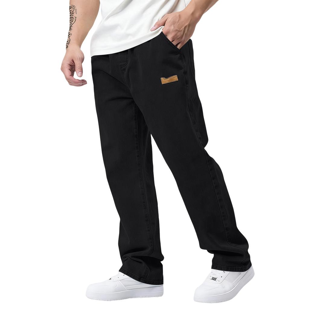 Jeans Classici da Uomo Straight Slim Fit con Vita Elasticizzata per Uomini Anziani