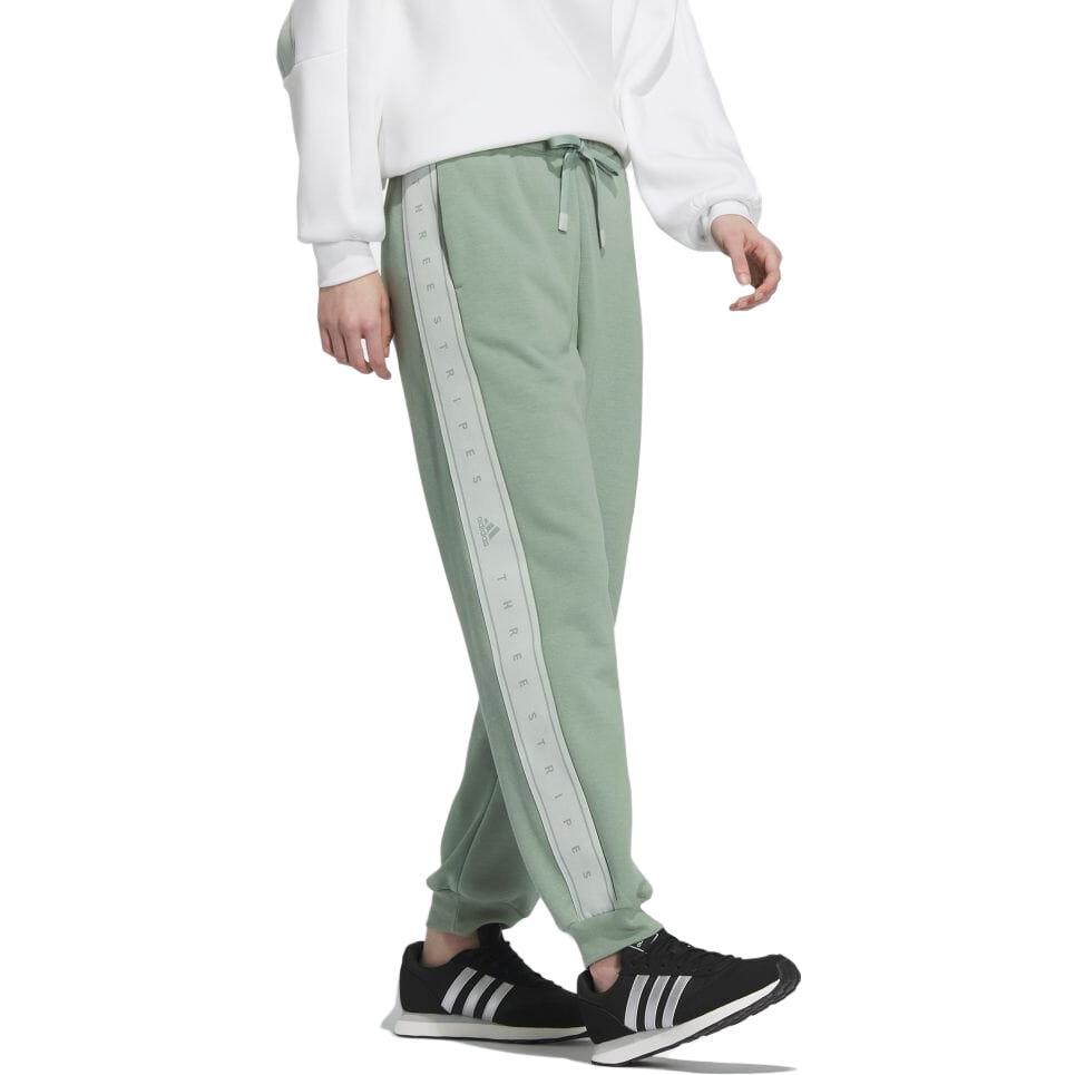 Adidas Solid Color Drawstring Knit Joggers Women Bottoms Green IK9884