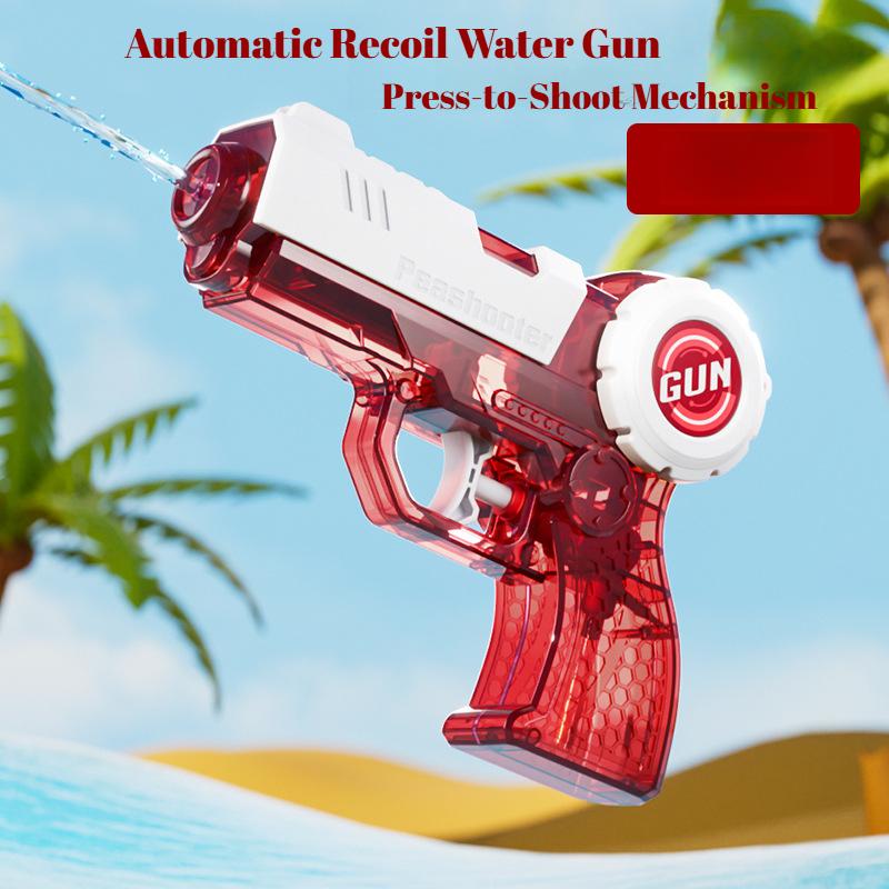 Transparent Kids Water Gun with Press-Back Tech Manual Continuous Spray for Beach Pool Battle Summer Outdoor Water Play Toy Gift