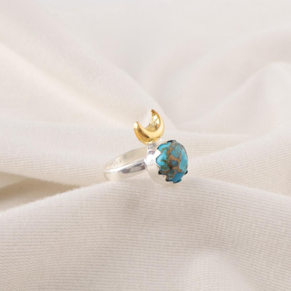 Natural Blue Copper Turquoise 925 Sterling Silver December Eternity Ring Jewelry RR-58-41