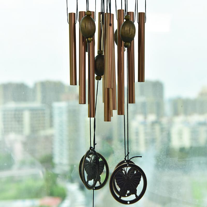 Vintage Copper Tube Wind Chime Outdoor Courtyard Garden Home Hanging Ornament Butterfly Pendant Decoration Gift
