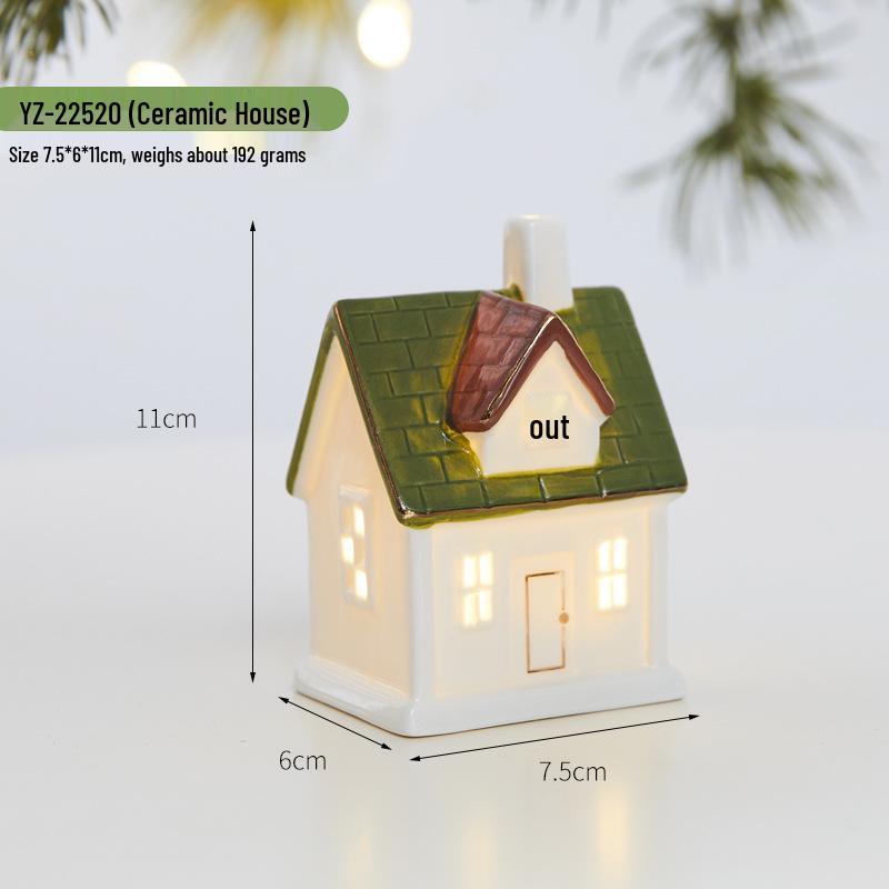 Glowing Ceramic Snow House Christmas Window Display Ornament