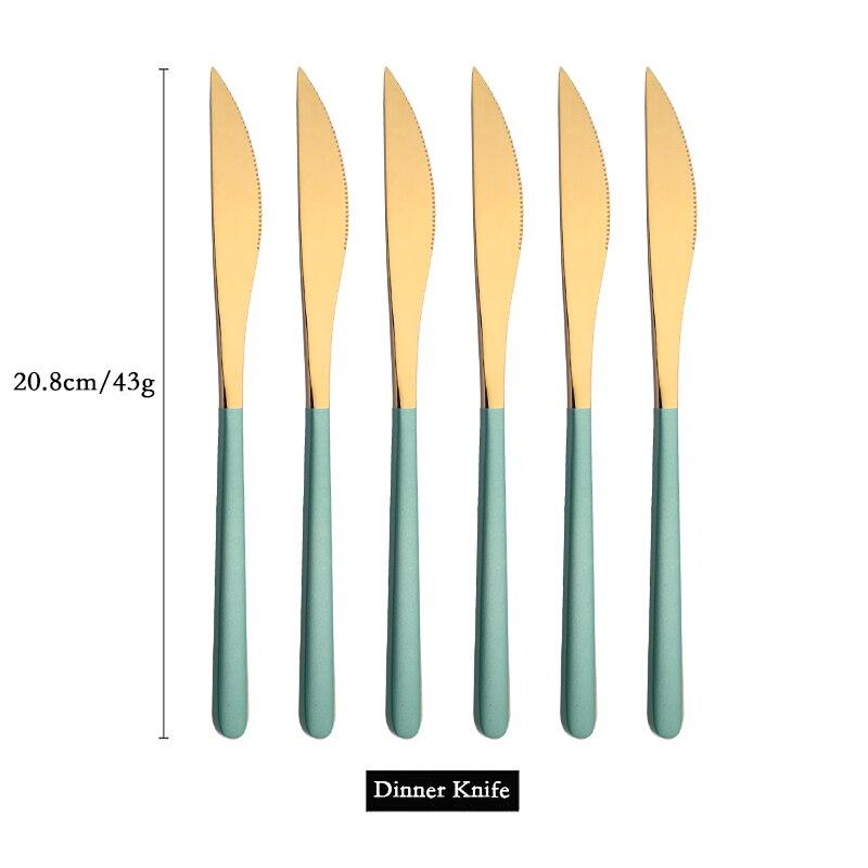 6 PCS Stainless Steel Rainbow Steak Knife Sharp Table Knives Set Restaurant Cutlery Dinner Knife Black Dinnerware Set