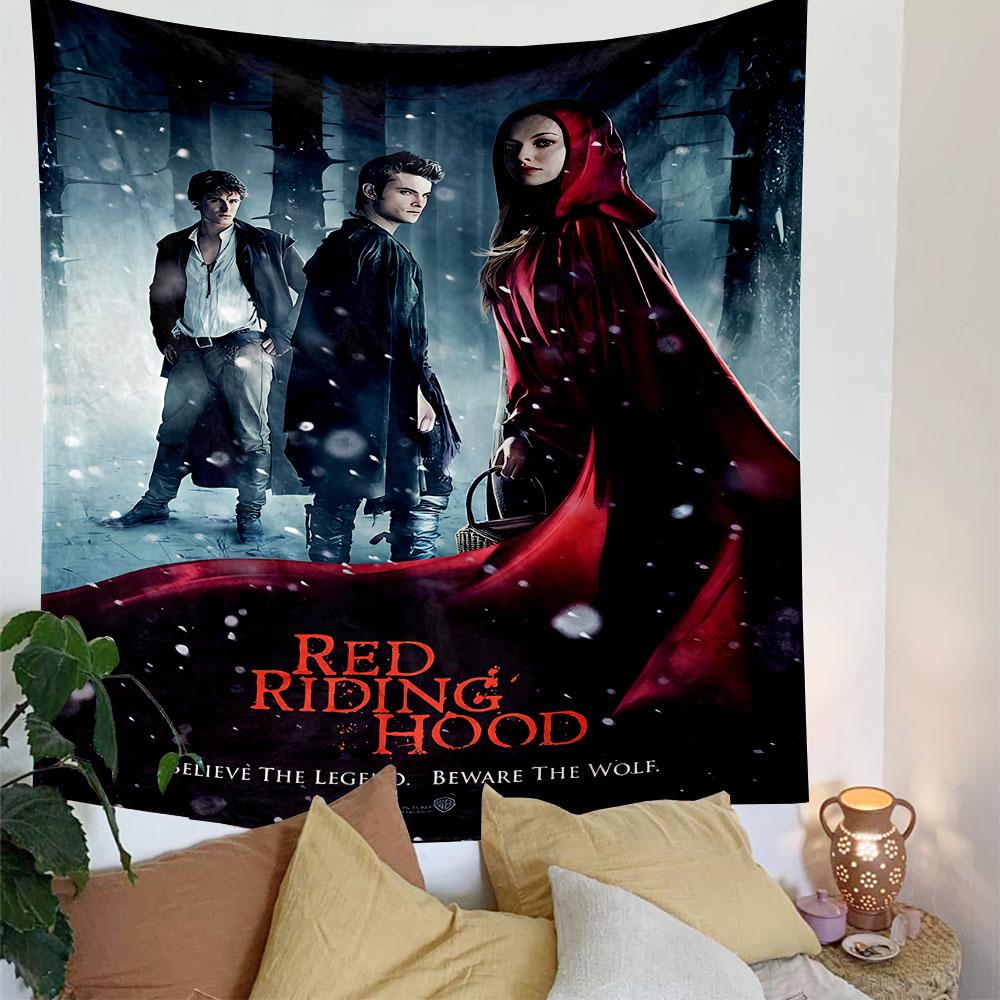 Red Riding Hood Tapestry Wall Hanging, Believe the Legend Movie Art, Dark Fairy Tale Wall Decor for Bedroom Dorm