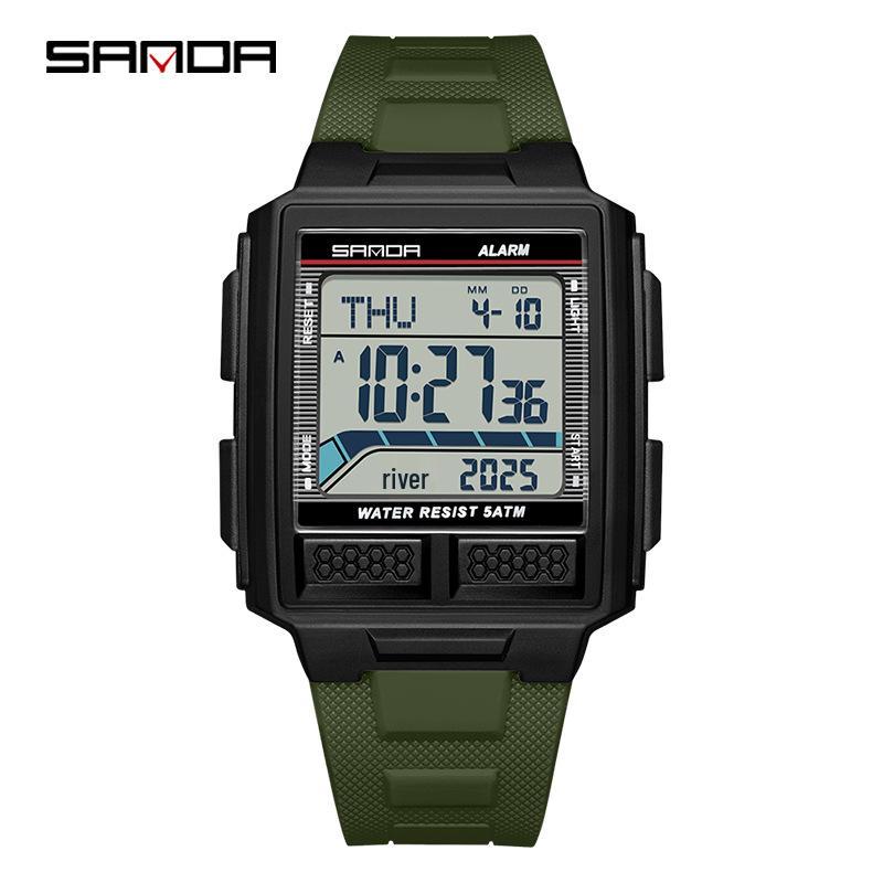 SANDA Youth Sports Luminous Waterproof Multifunction Watch with World Time & Alarm