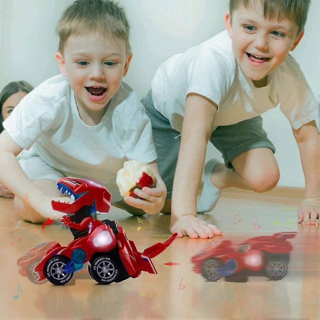 Electric Automatic Dinosaur Transforming Car with Flashing Lights and Sound for 3-7 Years Old Boys Girls Educational Toy Birthday Xmas Gifts for Kids