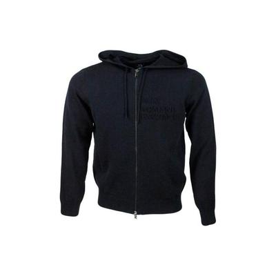 Sweaters Men's Black Hooded Moderate Straight Fit 6RZE1B-ZMX8Z-1200