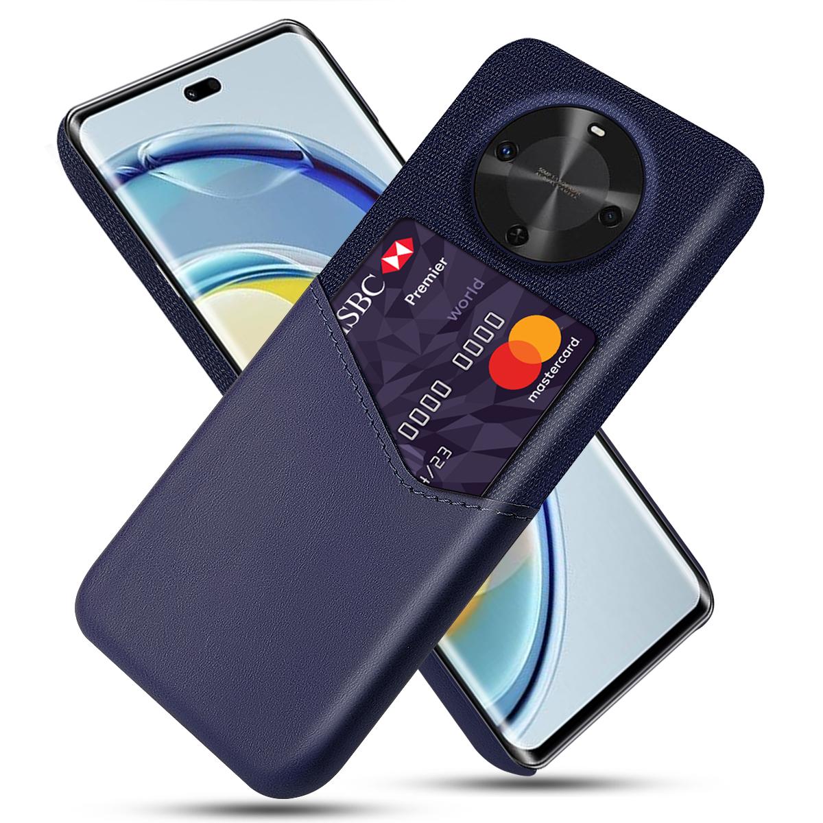 

For Huawei Maimang 30 5G Case Cloth Texture PU Leather Hard PC Card Slot Phone Cover Blue