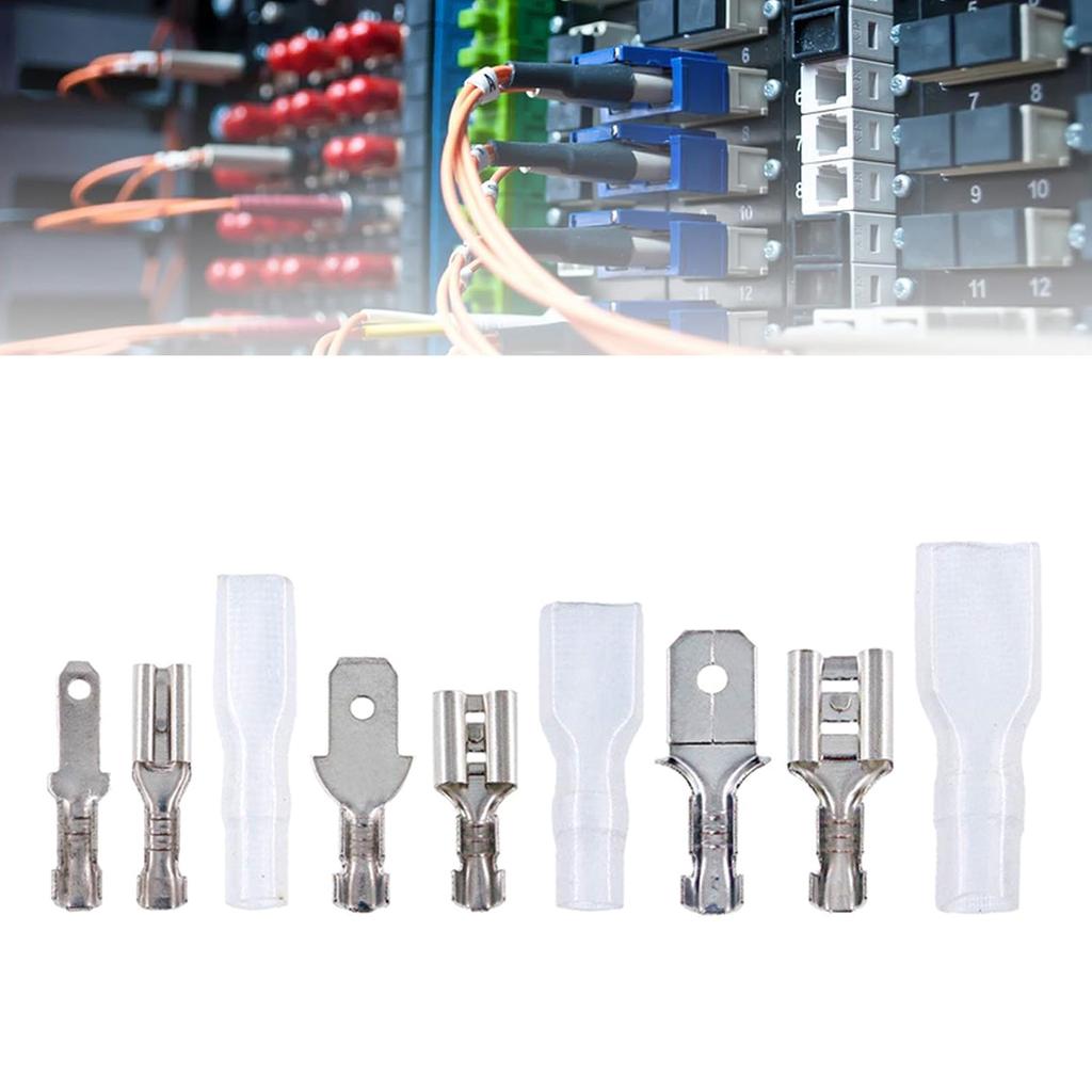 360pcs Cable Lugs Set Receptacles Set Flat Connector Male & Female Cable Connector with Insulating Sleeve Electrical