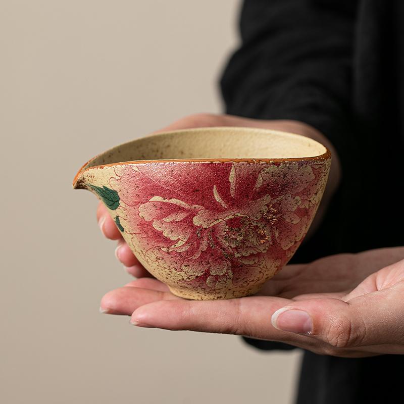 

Красный керамический чайник-чахай в старом ретро-стиле с пионом, бытовой, маленький, ручной, чаша справедливости, чайный диспенсер, единая чайная чашка 200ml