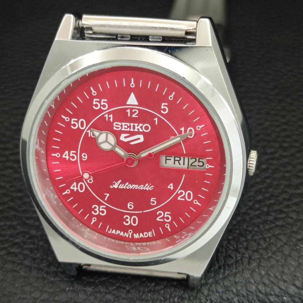 REFURBISHED SEIKO 5 AUTOMATIC 6309A VINTAGE JAPAN MENS RED DIAL WATCH a442206-1