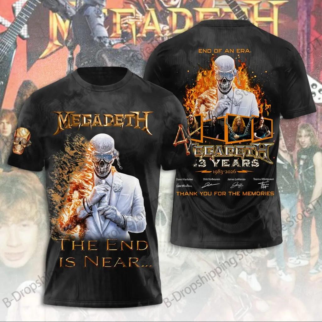 Rock band Megadeth 3D printed T-shirt men's fashion short sleeved top punk hip-hop Harajuku round neck clothing