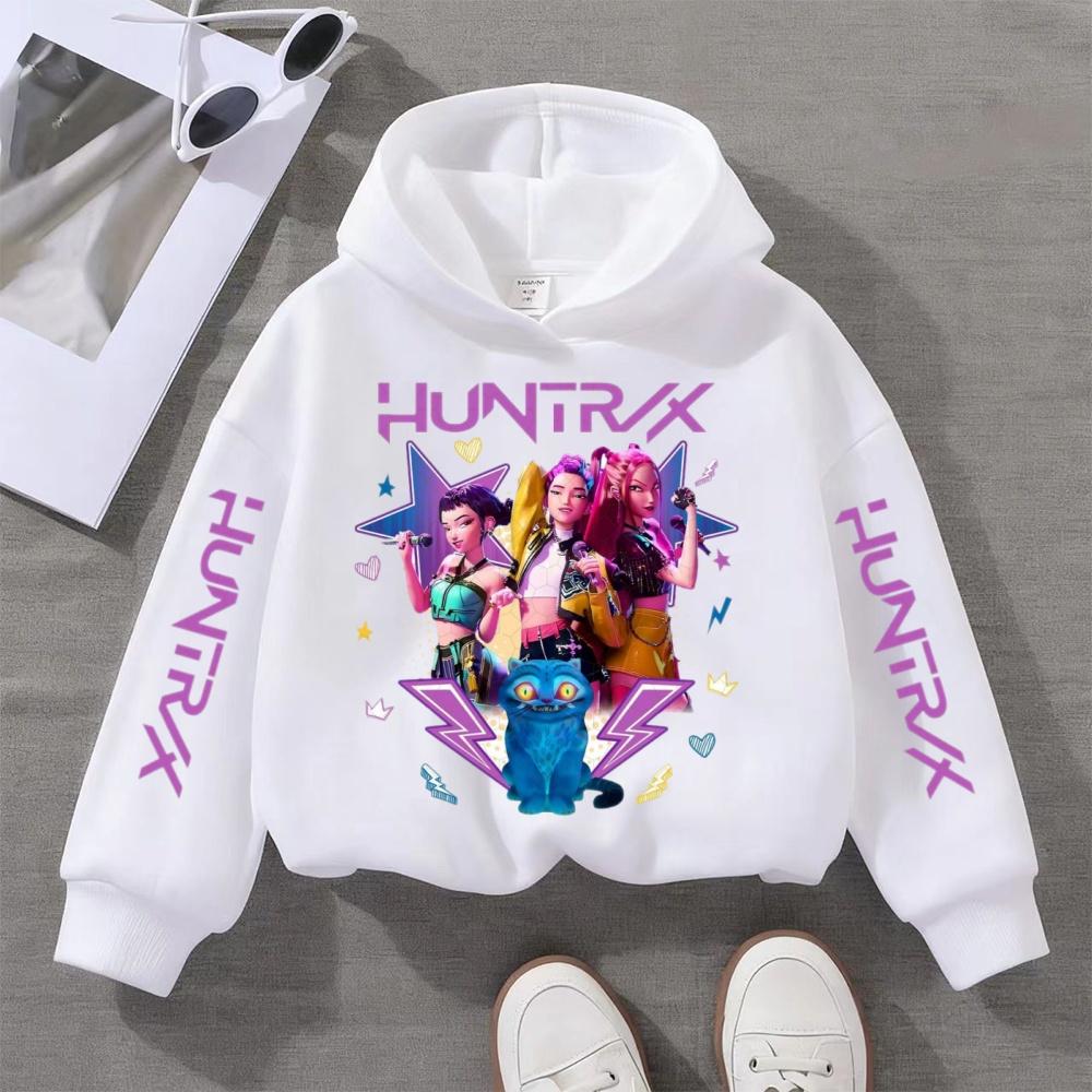 KPop Demon Hunter Cute Printed Girls' Hoodie Children's Autumn and Winter Casual Fashion Warm Pullover Sweatshirt