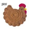 Animal Shaped Coasters Crochet Hen Coaster, Handmade Chicken Shape Knitted Mat Novelty Gift for Coffee Cup, Cute Kitchen Countertop Bar Accessory