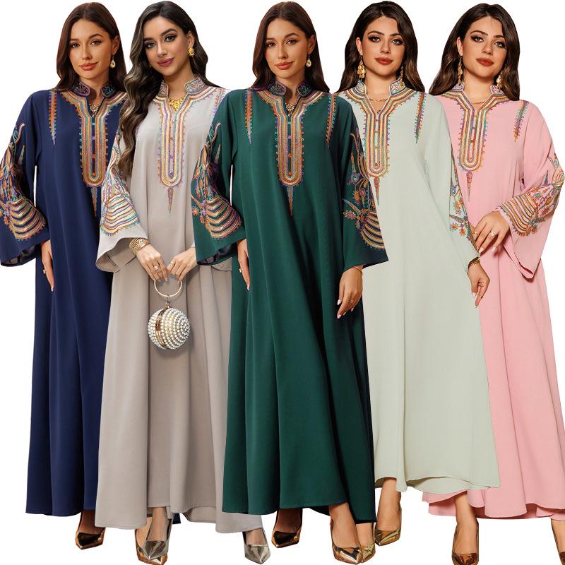 AB420 Middle East Women's Embroidered Cord Muslim Pullover Dress