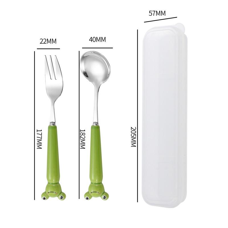 Posate Cartone Animato Cipollotto Cucchiaio Forchetta Portatile Tavola da Pranzo Acciaio Inossidabile Stoviglie da Viaggio Accessori da Cucina