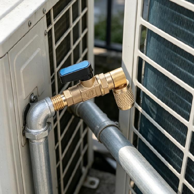 Shut-off Flows Control 90 Degree R22 Brass Ball Valves Simple Installation for Air Conditioner Charging Small Refrigeration Valves for HVAC