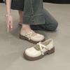 White British Style Small Leather Shoes for Women 2025 Spring and Autumn New Retro Versatile Thick Heel Light Mouth Mary Jane Single Shoes for Women