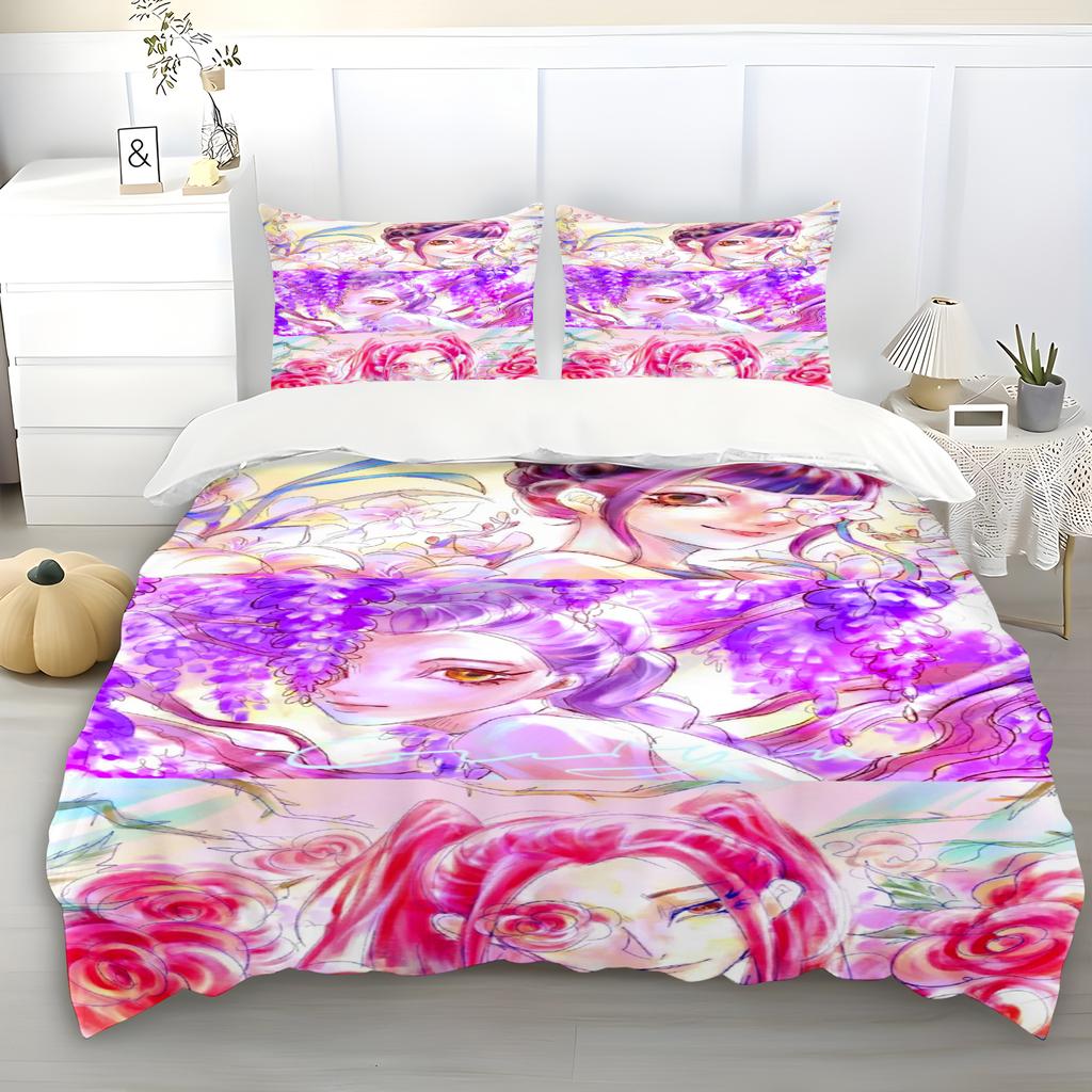 K-Pop Demon Hunters Themed Bedding Set Colorful Print Duvet Cover & Bed Sheet Student Dormitory Textile Kid Gift
