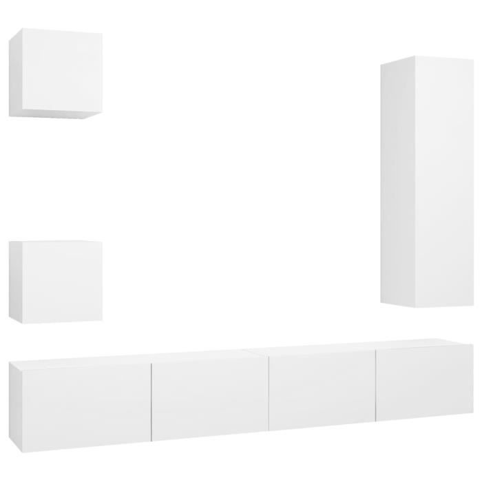 VidaXL TV Unit Set 5 Pcs White Chipboard