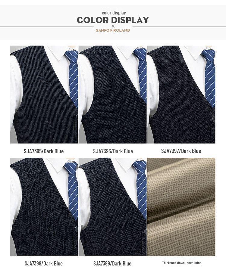 2025 Autumn/Winter Men's Corduroy V-neck Down Vest - Warm Vest for Middle-aged & Elderly