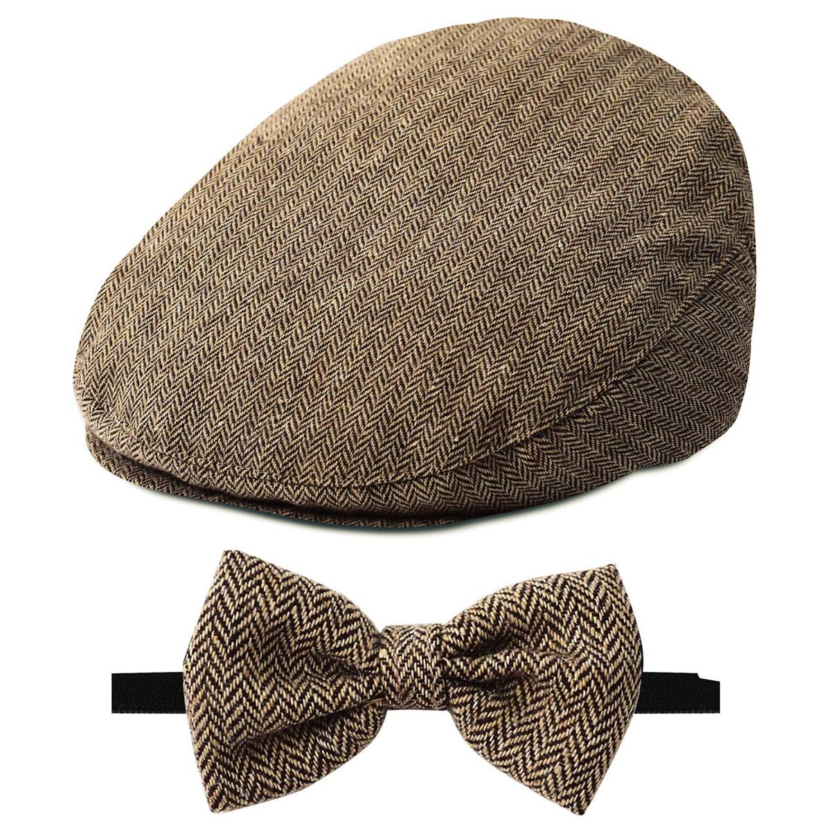 Babyhut Kinderkappe Kleinkind Geburtstag Taufe Accessoire Neugeborene Taufe Schiebermütze Vintage Fahrer Mütze mit Fliege 6-12 Months khaki