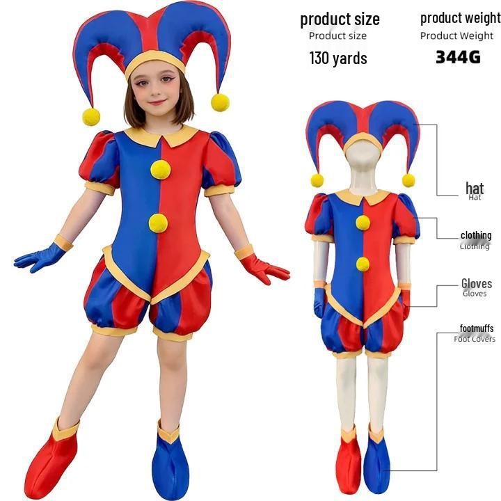 Erstaunliches Digitaler Zirkus Pomni Clown Cosplay Overall Kostüm Set 150 (Child) red