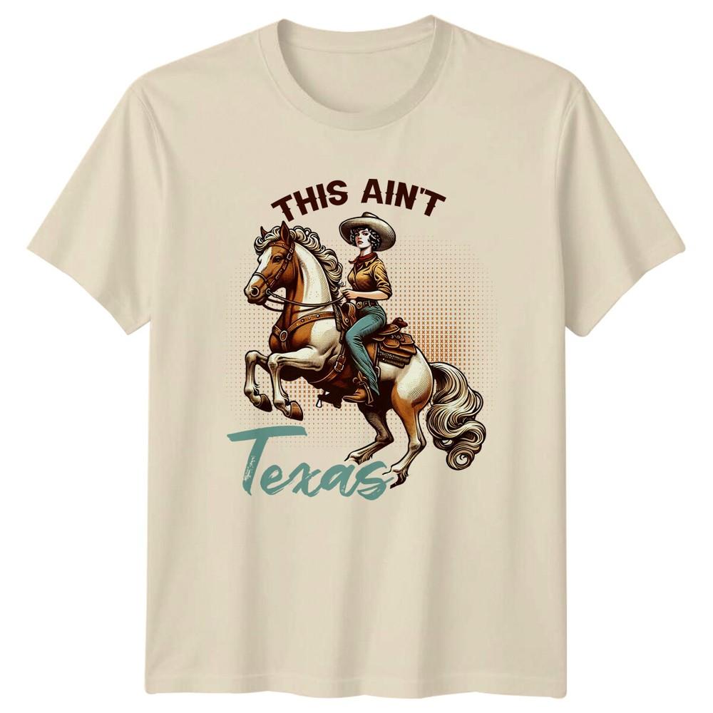 

Эта не Техас Футболка, Ретро Ковбойка Всадница на лошади, Западный стиль S