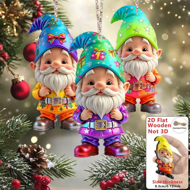 30 Stück bunte Holz-Weihnachtswichtel-Anhänger, Xmas-Elfen-Hängeornamente für Heimdekoration & Weihnachtsfeier-Zubehör