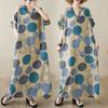 Summer V-neck Cotton and Linen Large Size Loose Literary and Artistic Vacation Style Beach Skirt Retro Meat-covering Long Style