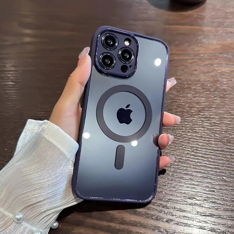 Luxury Magnetic For Magsafe Wireless Charge Case For iPhone 15 14 13 12 11 Pro Max Shockproof Armor Clear Cover