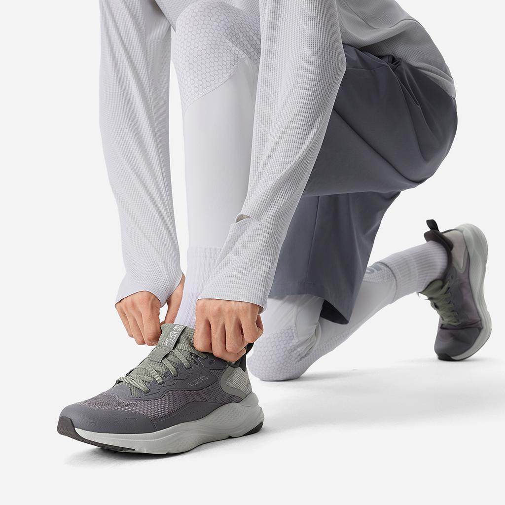 Li Ning Flow Cloud Trendy Fashion Versatile Fabric Non-Slip Breathable Low-Top Casual Running Shoes Men Sneaker Gray Brown AGLU089-1