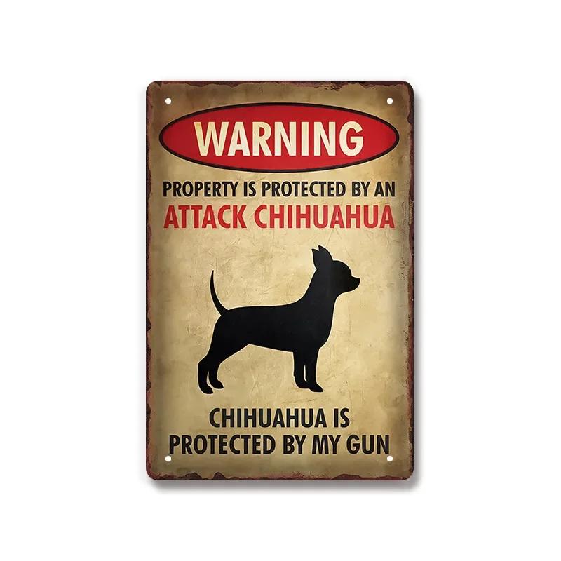 Vintage Warning Dog Metal Tin Sign for American Creative Sheet Painting Animal Wall Decoration Made of Old Iron Signs 8x12 inch