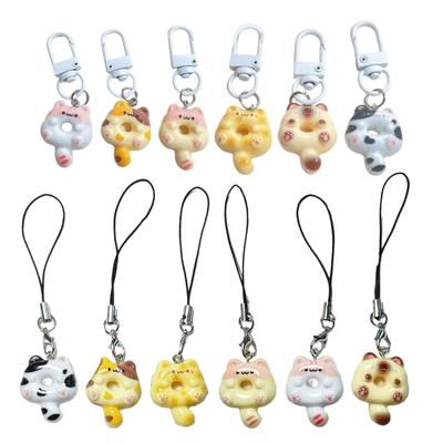Pack of 6 Unique Phone Jewelry Cats Bag Accessories Fashionable Key Charm Resin Texture Suitable for Artistic Displays