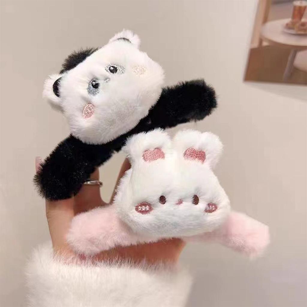 Neue Plüsch Haarspange Faux Kaninchenfell Großer Haiklammer Süße Bär Flauschige Krabbenklemme Haarnadel Beflockte Bärenform Damen Haarspange