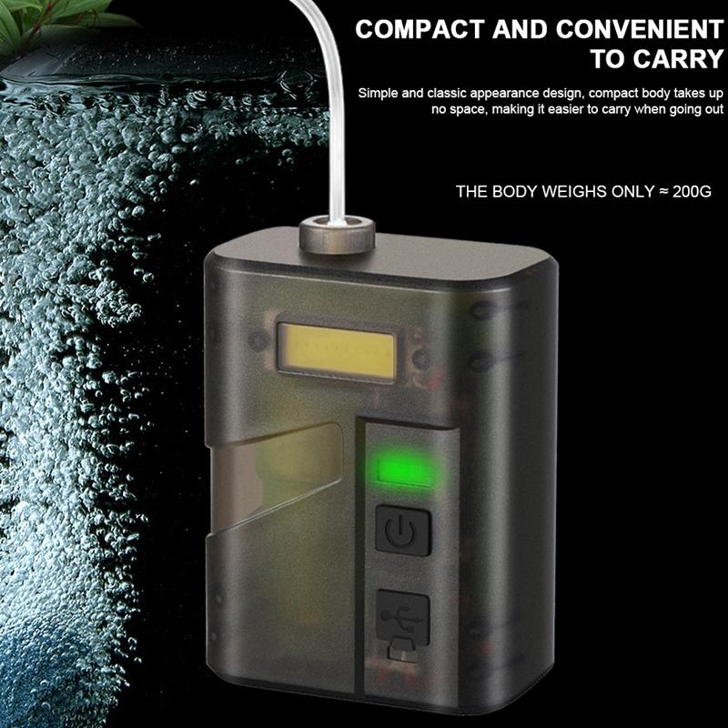 Aquarium Oxygen Air Pump With LED Light Portable Fishing Oxygenator USB Charging Fish Tank Aerator For Outdoor Fishing