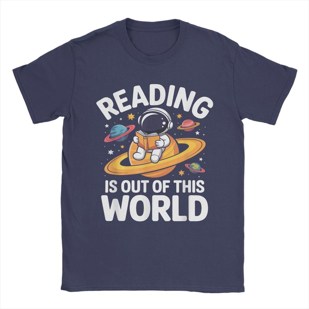Unisexs TShirt Reading is Out of This World Space Funny Books Lover Funny Tee Shirt Short Sleeve  T Shirt Crew Neck Clothing